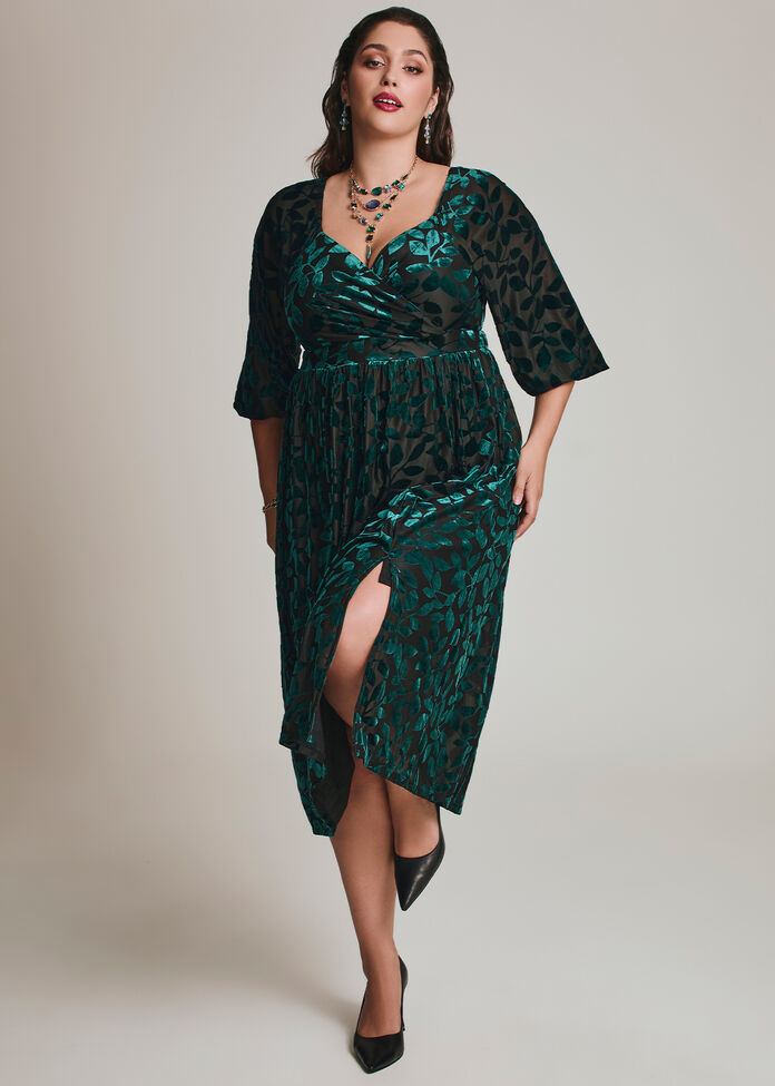 Shop Plus Size Vivi Burnout Velvet Evening Dress, Green | Taking Shape AU