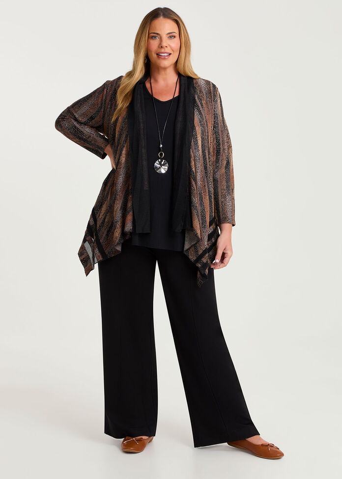 Mesh Trim Burnout Cardigan, , hi-res