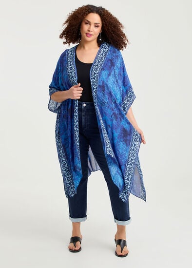 Plus Size Shibori Patchwork Cape