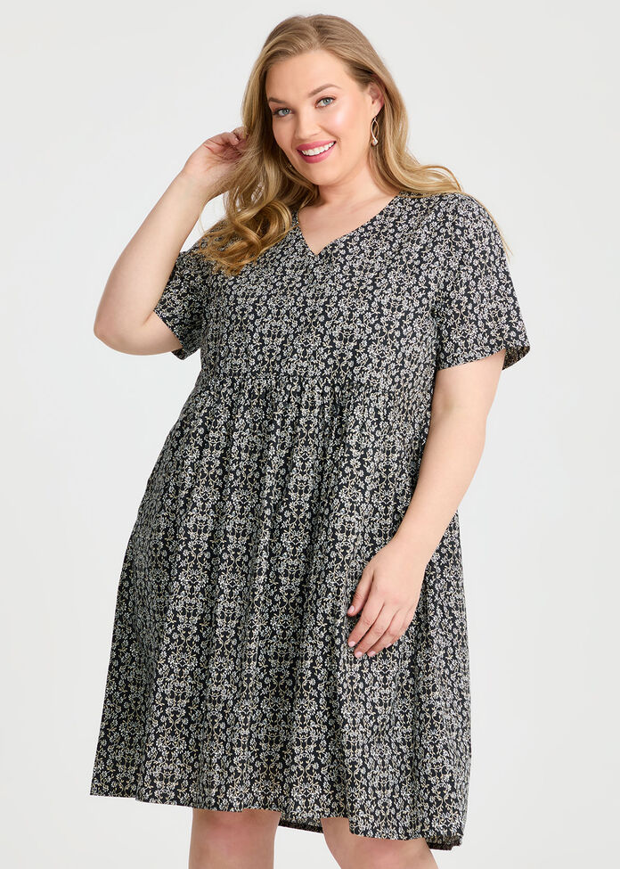 Natural Voile Print Dress, , hi-res