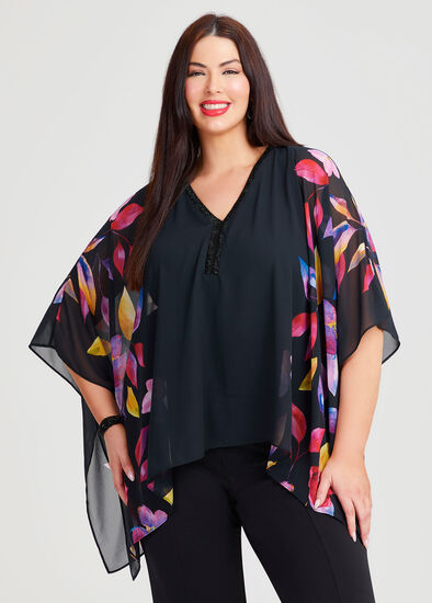 Plus Size Border Petal Chiffon Event Top