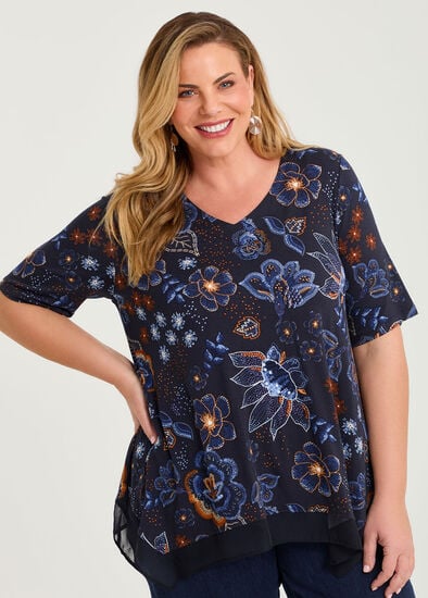 Plus Size Bamboo Nature Chiffon Hem Top