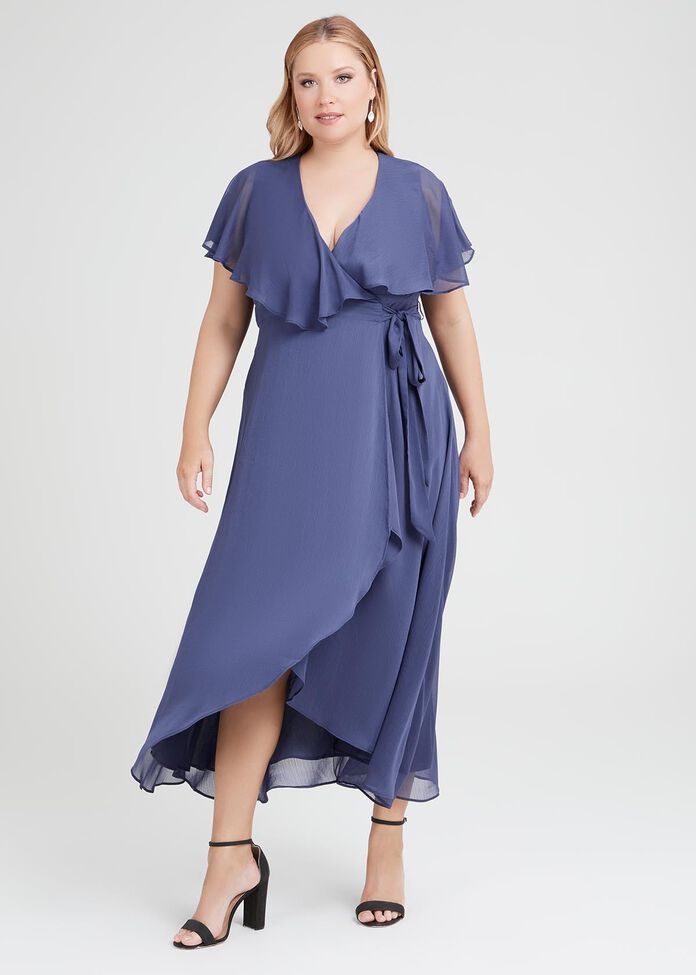 Shop Plus Size Livia Chiffon Wrap Maxi Dress in Pink | Taking Shape AU