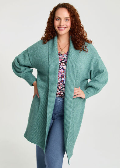 Plus Size Lofty Balloon Sleeve Cardigan
