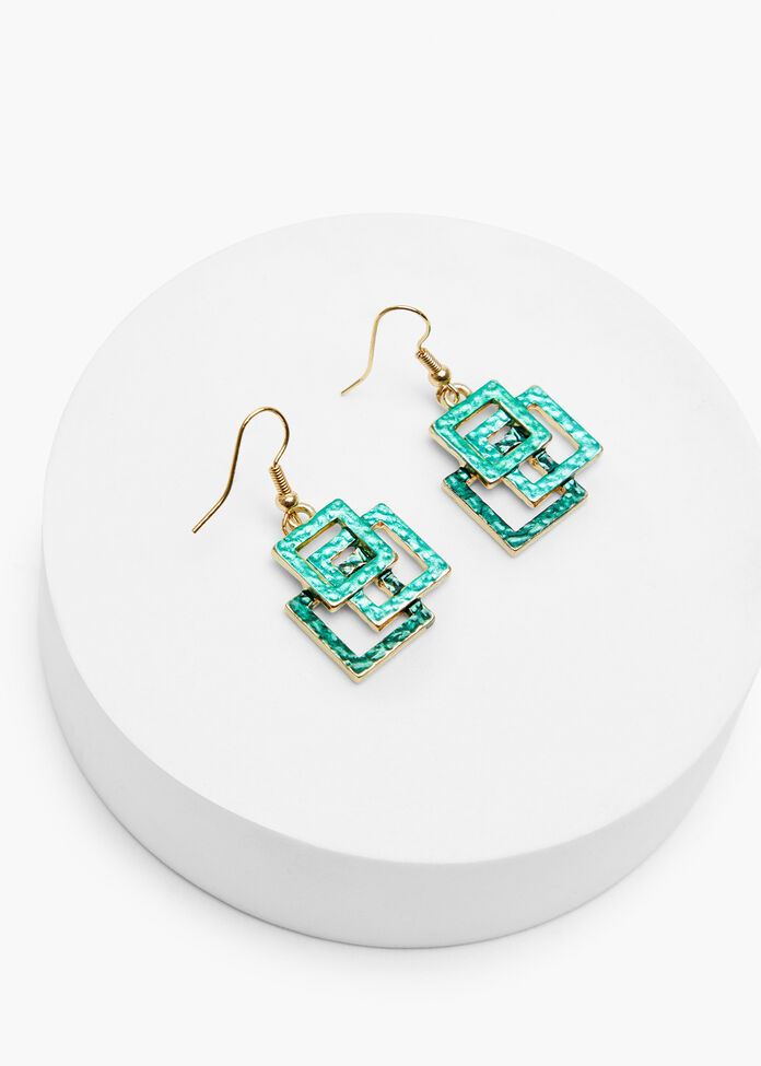 Enamel Squares Earrings, , hi-res