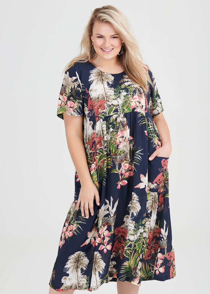 Shop Plus Size Natural Tropicana Dress in Multi | Sizes 12-30 | Taking ...