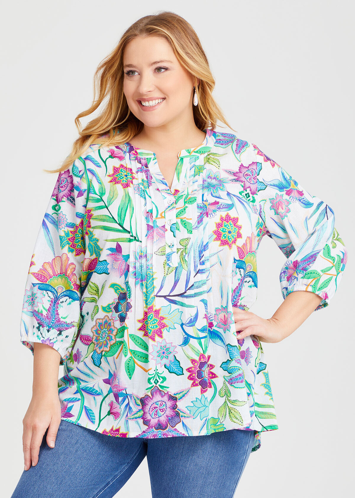 Floral plus size tops hot sale