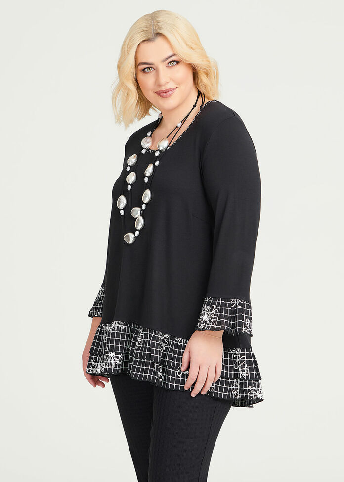 Shop Plus Size Natural Floral Check Top, Black | Taking Shape AU