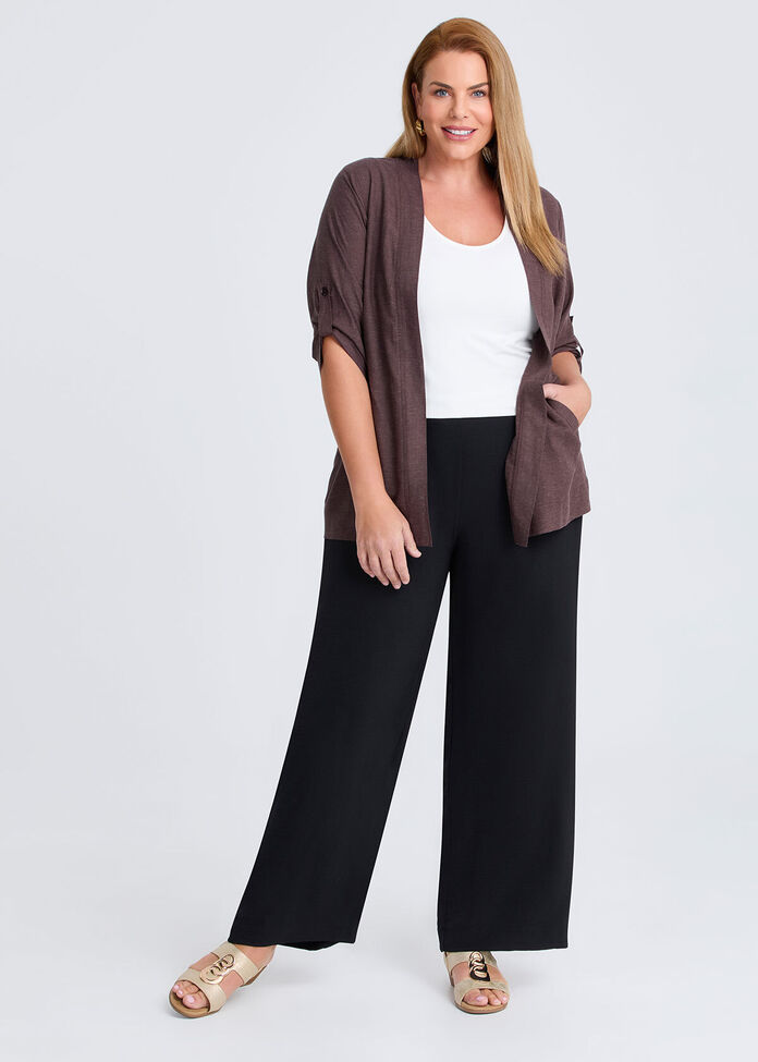 Linen Blend Cafe Cardigan, , hi-res