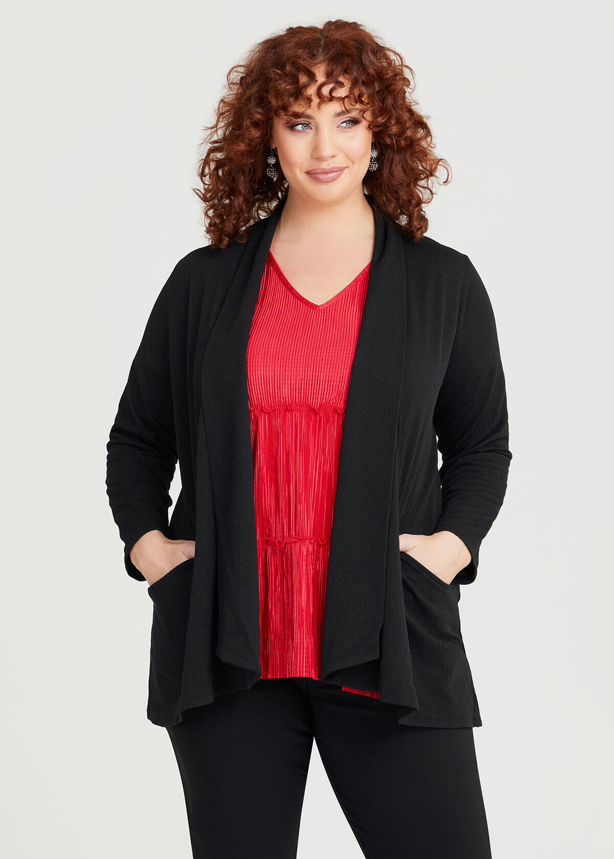 Black pocket cardigan discount