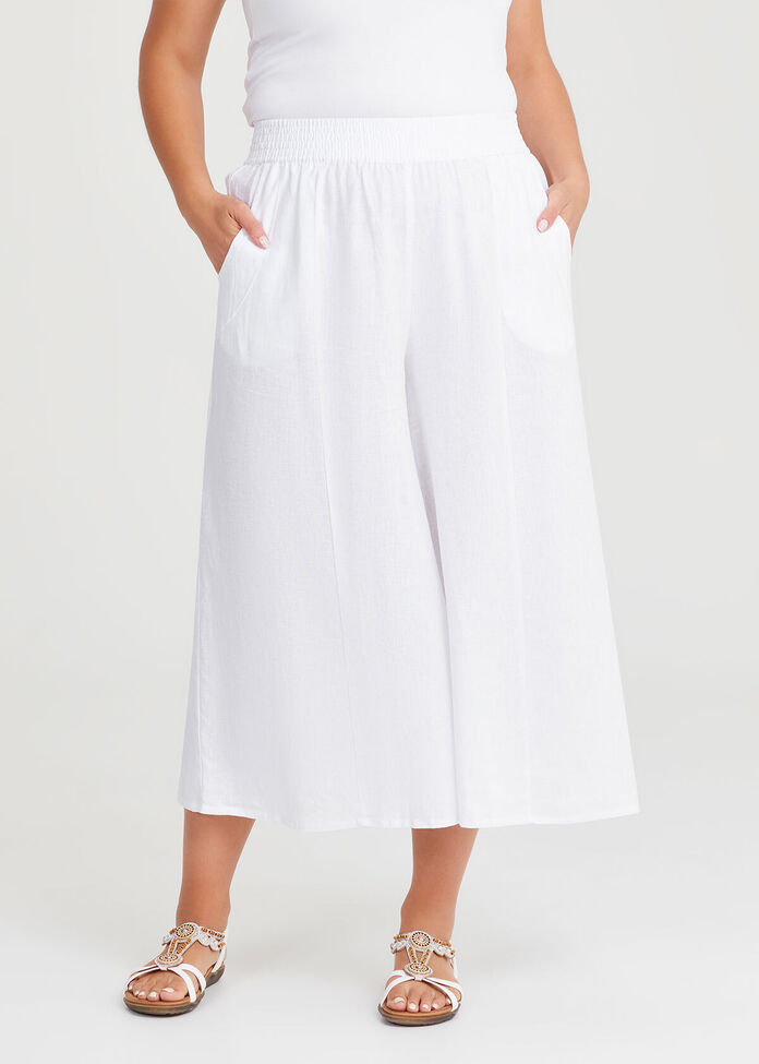 Palazzo Linen Bamboo Crop Pant, , hi-res