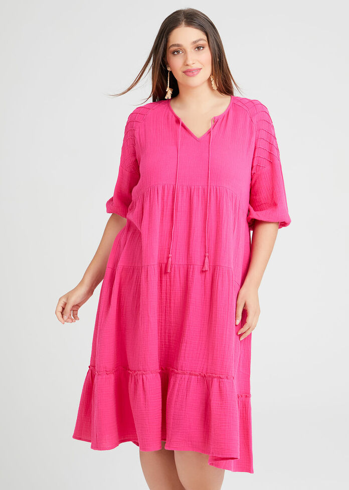 Shop Plus Size Cotton Double Gauze Dress in Pink Taking Shape AU