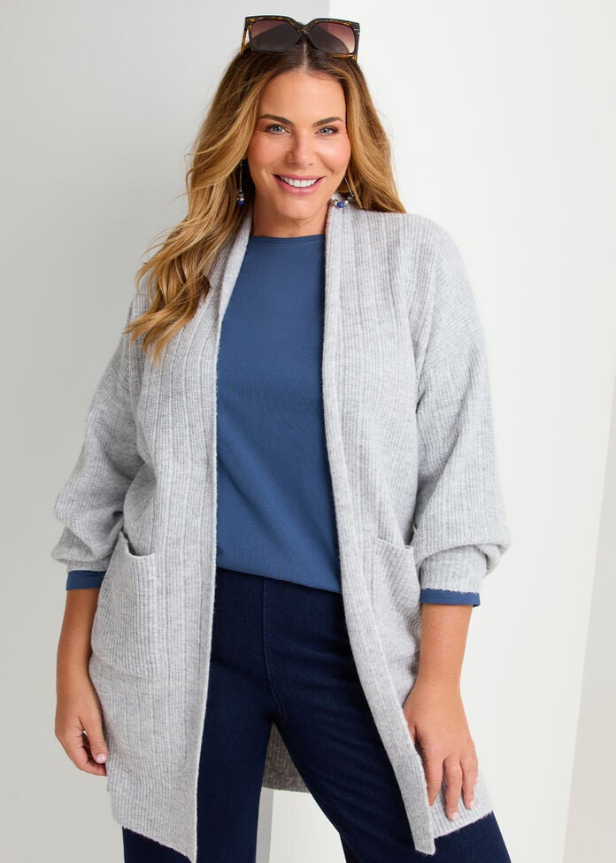Ribbed Pocket Cardigan, , hi-res