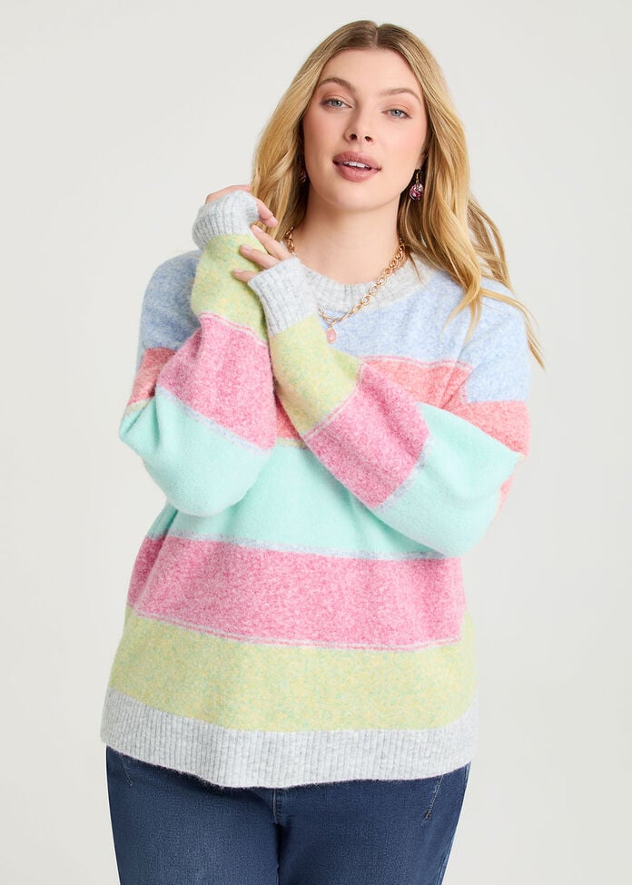 Soft Sorbet Stripe Jumper, , hi-res