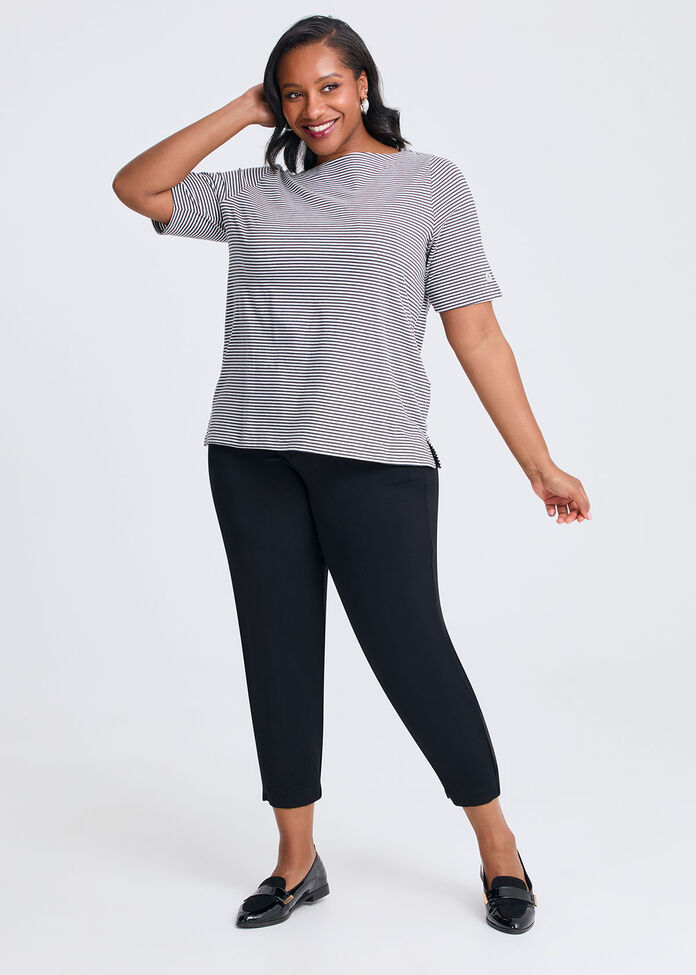 Cotton Stripe T-shirt, , hi-res
