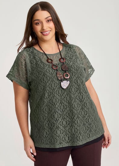 Plus Size Cotton Lace Abstract Overtop