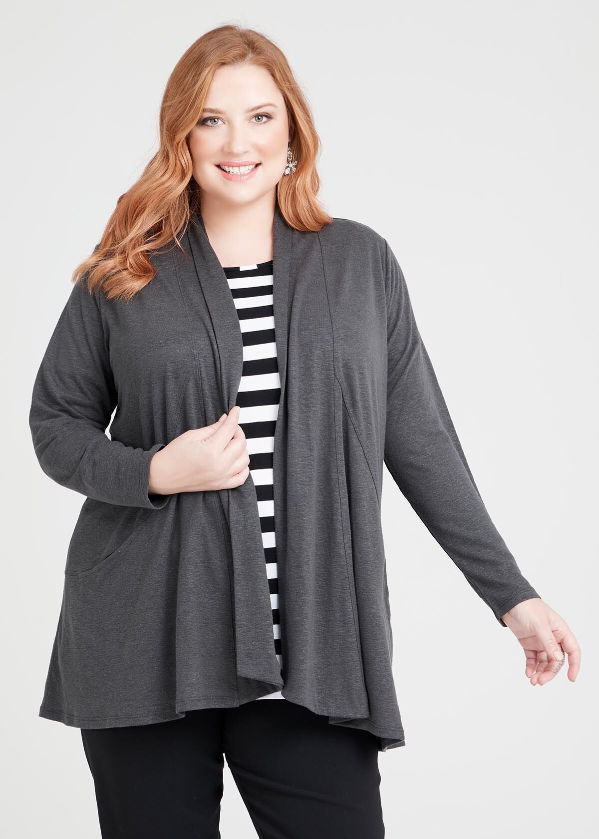 Shop Natural Slub Cardigan in Grey in 
