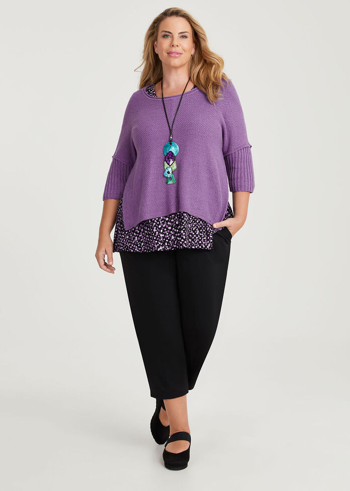 Shop Plus Size Sparkle Cotton Blend Knit Jumper, Purple Taking