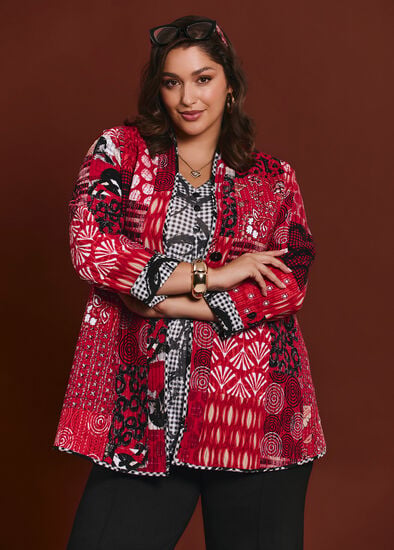 Plus Size Reversible Quilt Natural Jacket