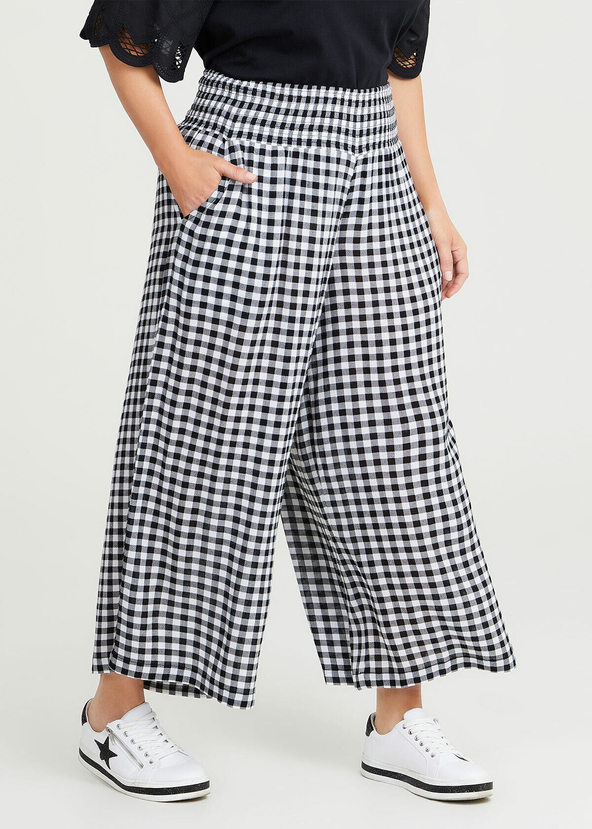 Gingham pants plus size online