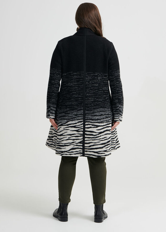 Zebra Boiled Wool Coat, , hi-res