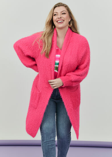 Plus Size Fluffy Knit Cosy Cardigan