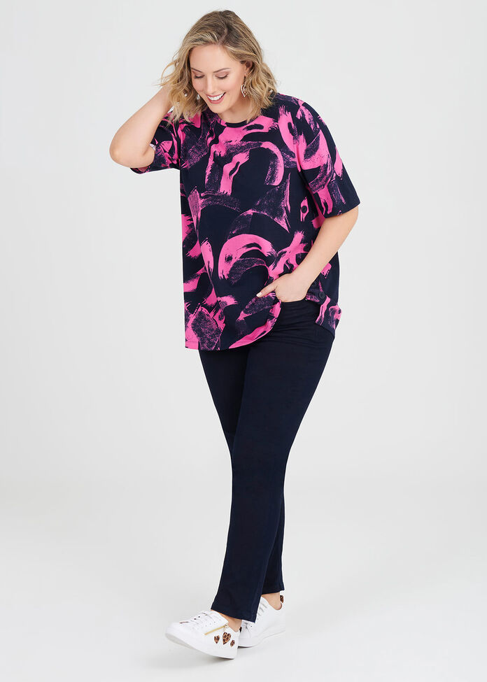 Cotton Brush Strokes Top, , hi-res