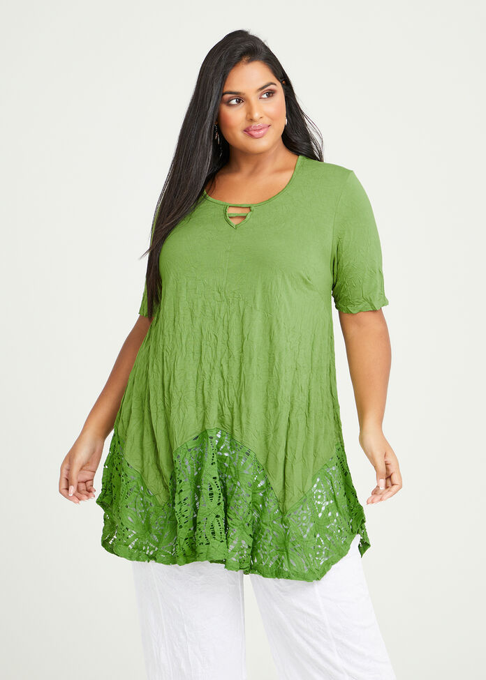 Shop Plus Size Prime Bamboo & Lace Tunic in Green | Taking Shape AU