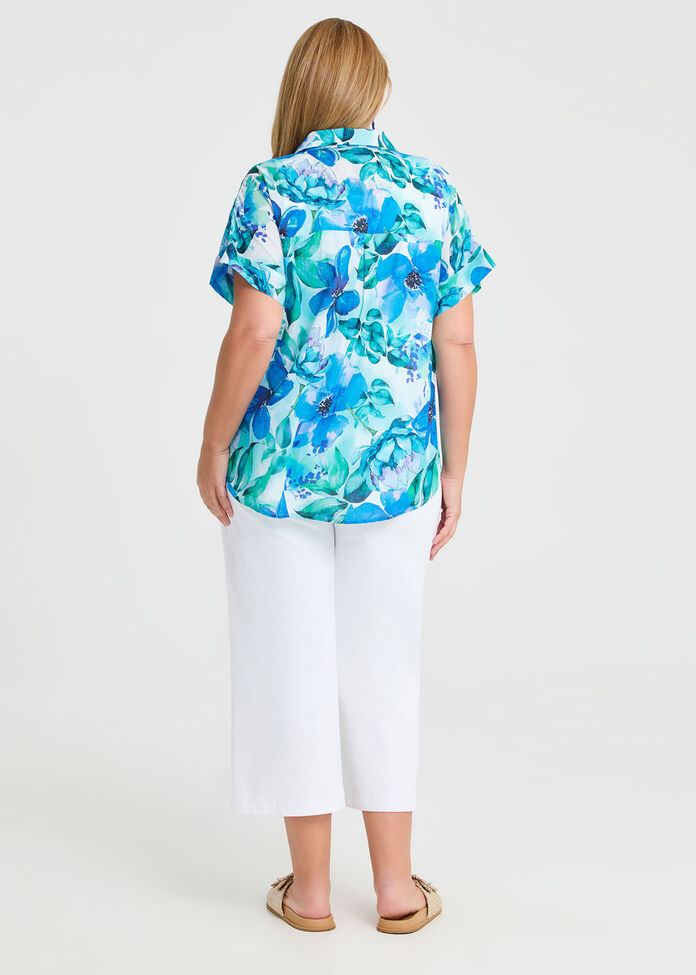 Cotton Garden Isle Print Top, PRINT, hi-res
