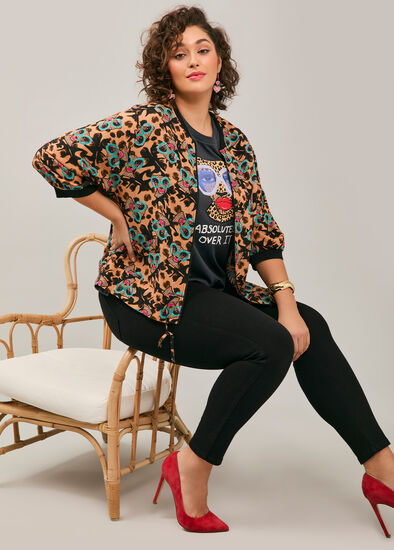 Plus Size Bouffants Cheetah Print Bomber