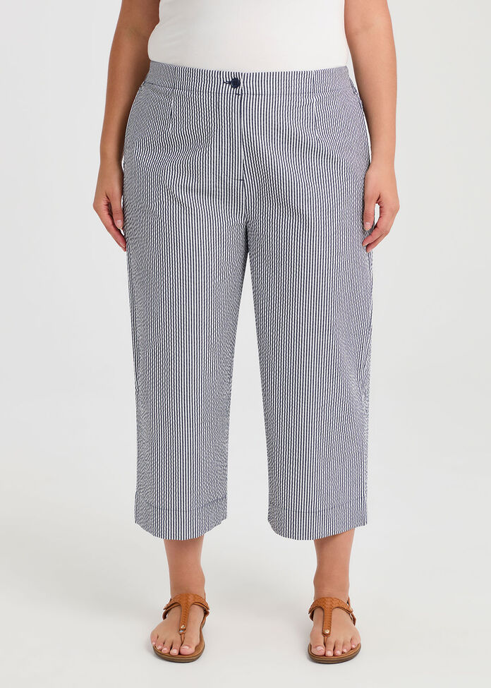 Cotton Stripe Wide Leg Crop Pant, , hi-res