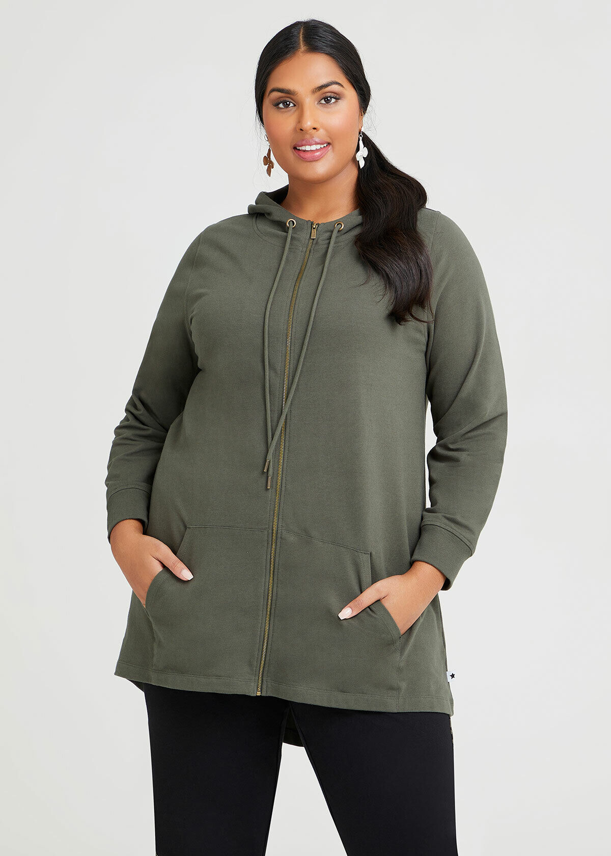 Cotton Hooded Zip Through Jacket