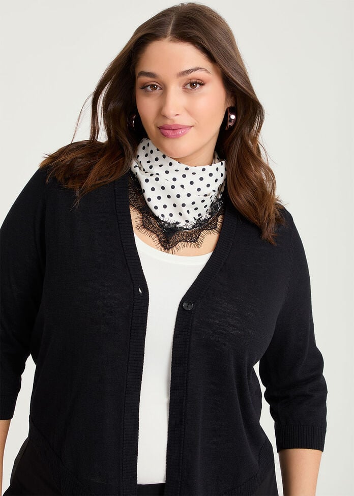 Polka Dot Lace Trim Scarf, , hi-res