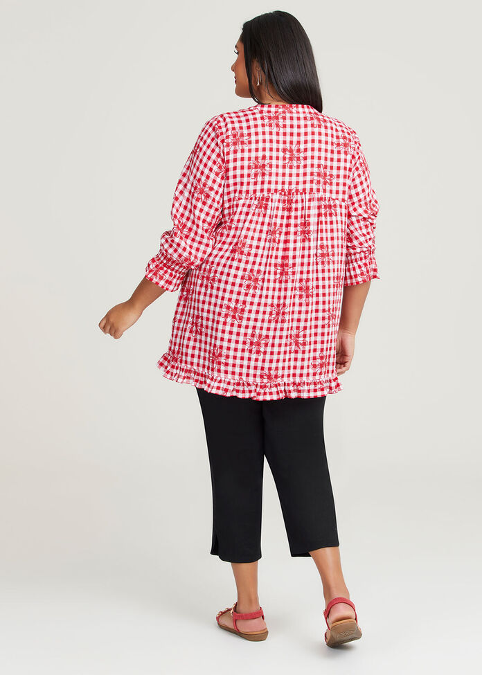 Shop Plus Size Linen Blend Amara Check Top in Multi Taking Shape AU