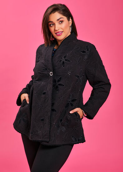Plus Size Daisy Sparkle Quilt Natural Jacket