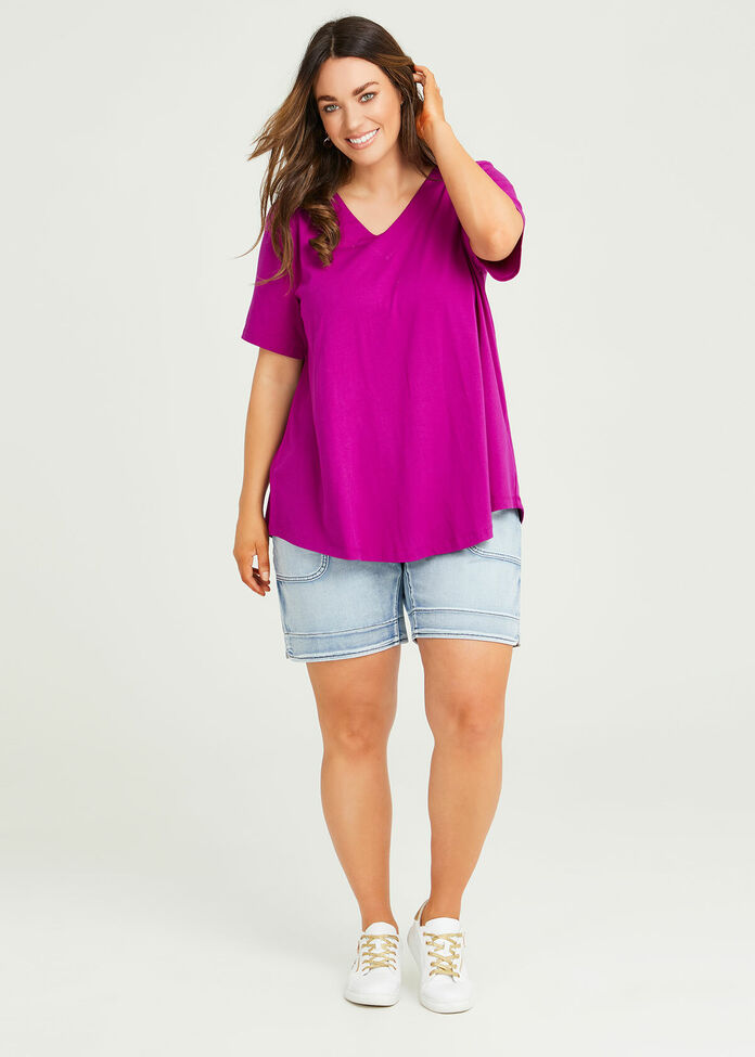 Organic V-neck Swing Basic Tee, , hi-res