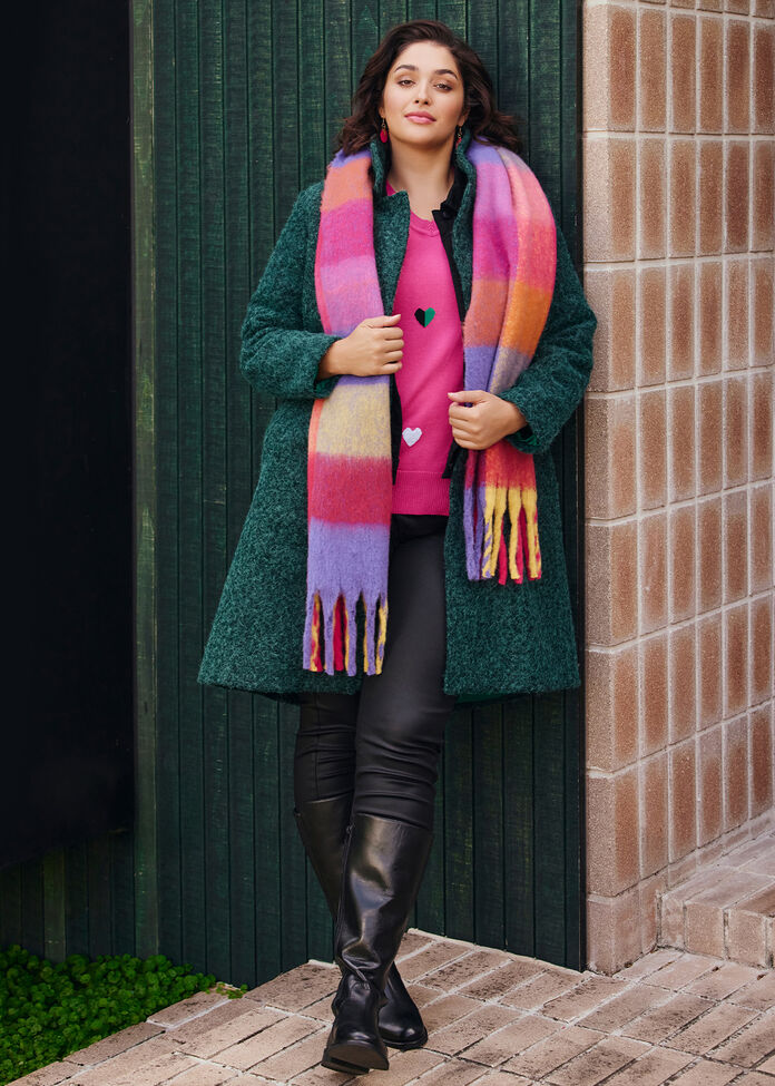 Bright Check Scarf, , hi-res