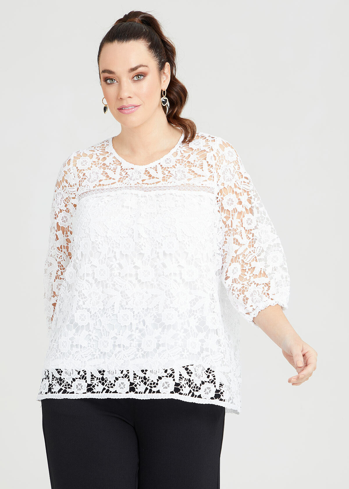 Plus size white deals lace shirt