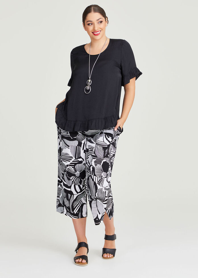Shop Plus Size Natural Abstract Flower Crop Pant in Multi | Taking Shape AU
