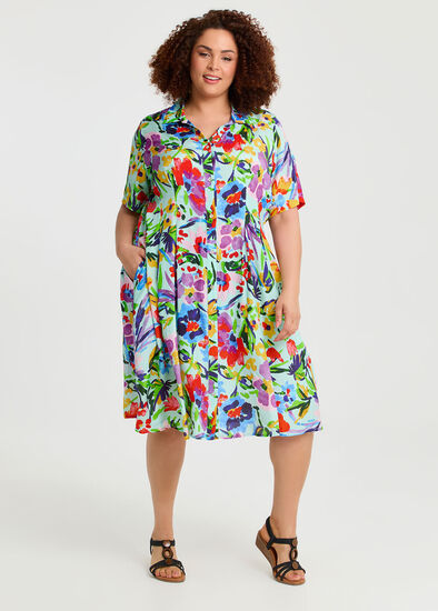 Plus Size Natural Summer Abstract Shirt