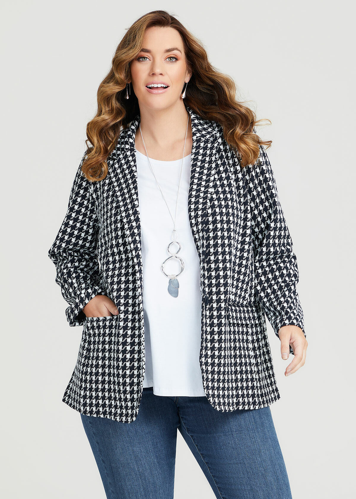 Plus size shop houndstooth blazer