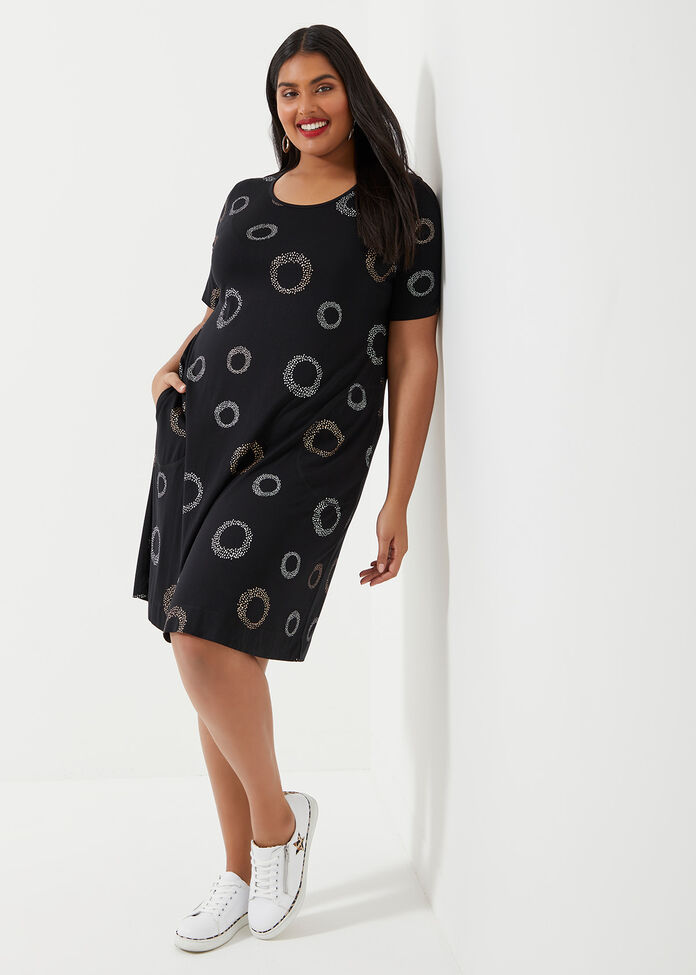 Bamboo Foil Circles Dress, , hi-res