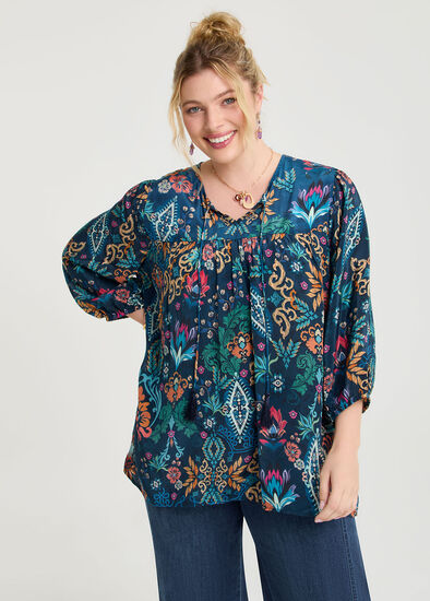 Plus Size Natural Ornate Paisley Top