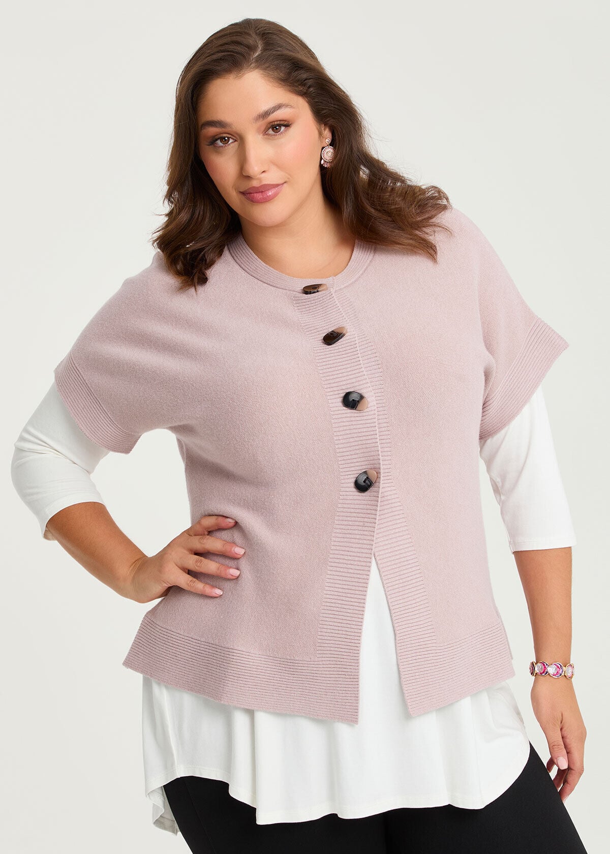Shop Plus Size Button Cosy Knit Natural Cardigan, Red | Taking