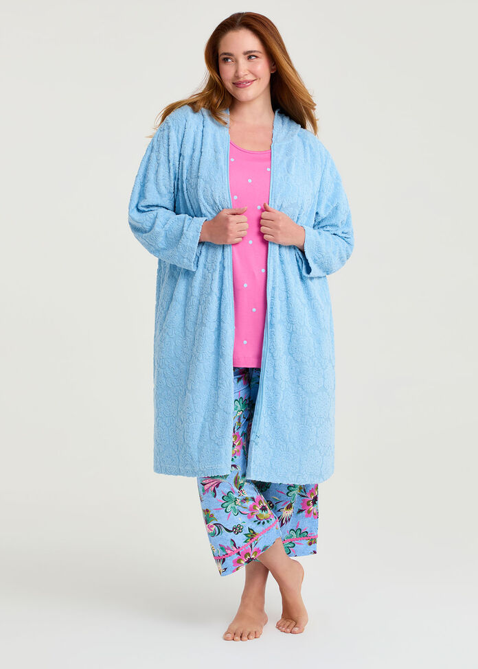 Terry Towelling Zip Thru Robe, , hi-res