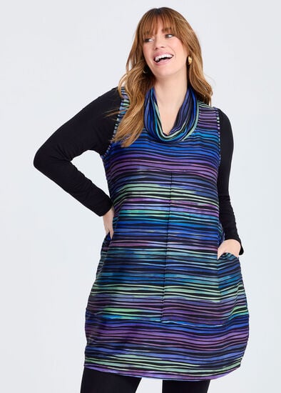 Plus Size Blue Reflections Sleeveless Tunic