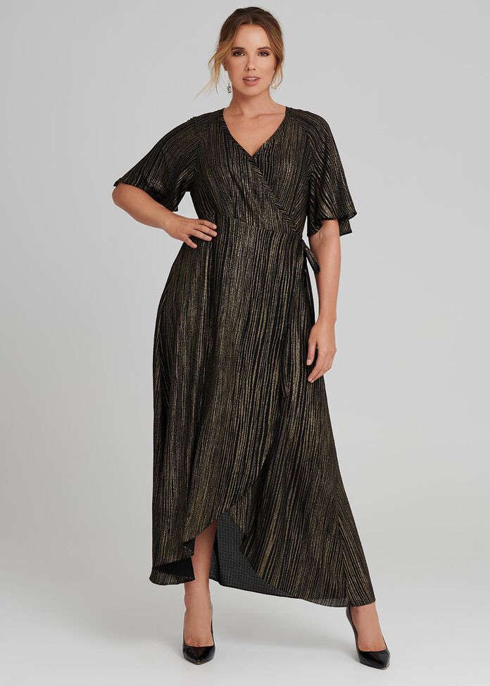 Linear Wrap Dress, , hi-res