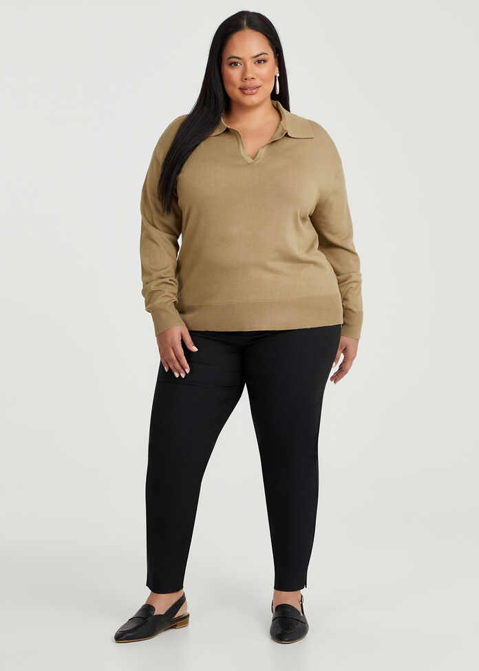 Polo Collar Natural Jumper, , hi-res