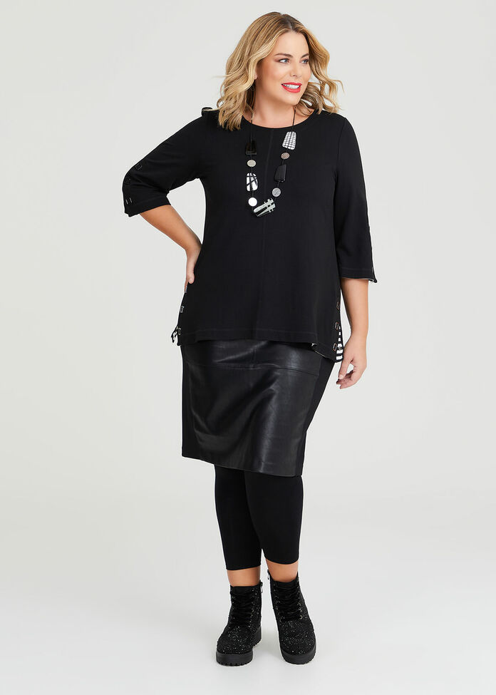 Bamboo Ponte & Stripe Top, , hi-res