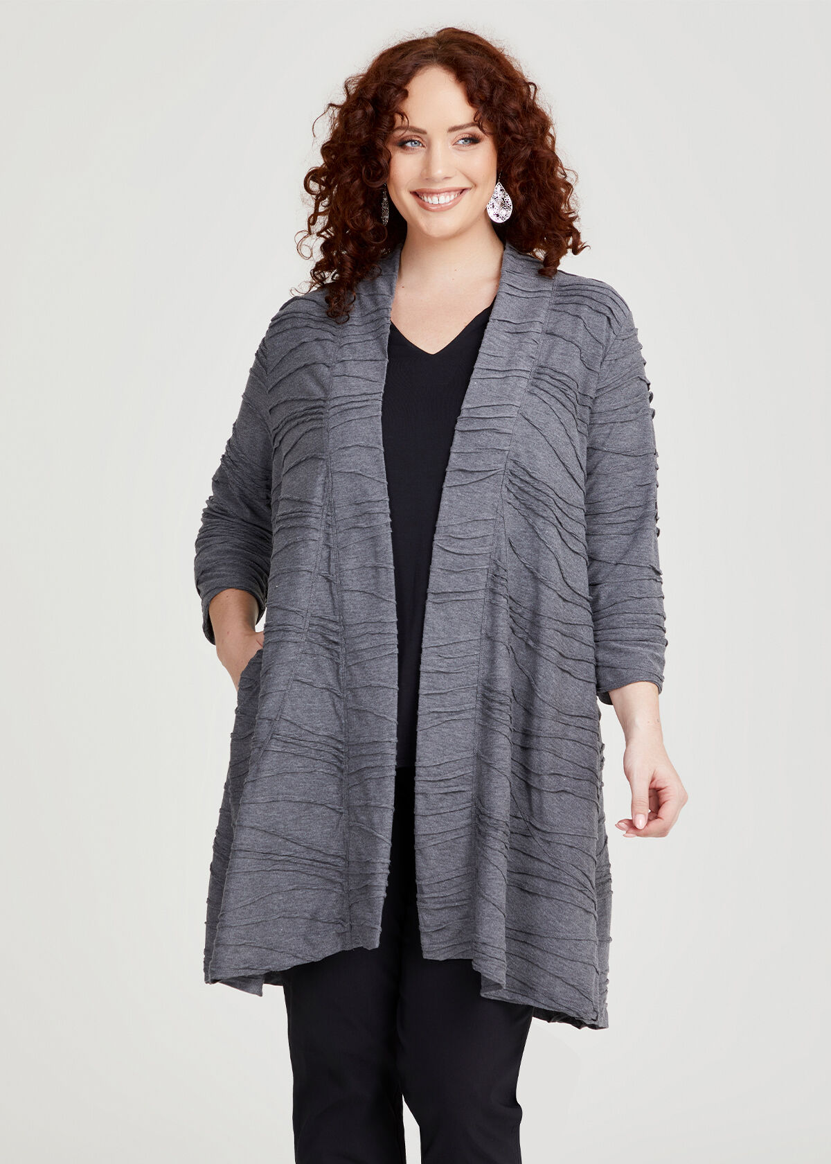 Wool cardigan plus size sales